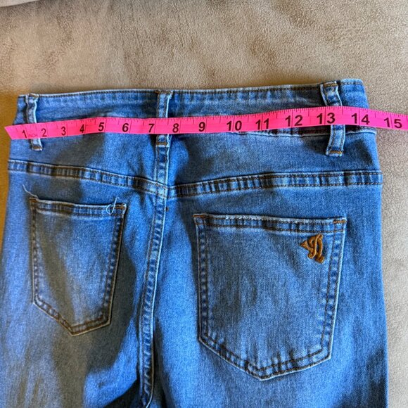 VIP Stretchy Women's Junior Straight Leg Jeans, Blue, Size 11/30 - Picture 5 of 7